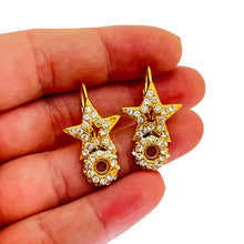 Load image into Gallery viewer, Vintage gold crystal designer runway  earrings
