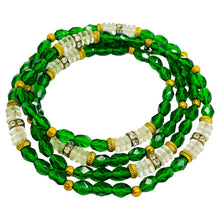 Load image into Gallery viewer, Vintage gold emerald crystal beaded necklace
