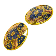 Load image into Gallery viewer, Vintage gold enamel cloisonné flower designer clip on earrings

