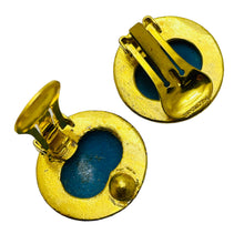 Load image into Gallery viewer, Vintage gold enamel cloisonné flower designer clip on earrings
