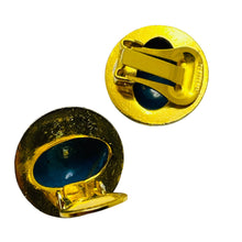 Load image into Gallery viewer, Vintage gold enamel cloisonné flower designer clip on earrings
