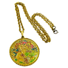 Load image into Gallery viewer, Vintage gold enamel designer pendant chain necklace

