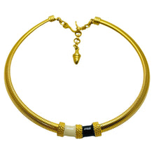 Load image into Gallery viewer, Vintage gold enamel designer runway choker necklace
