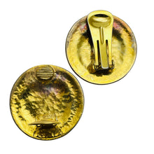 Load image into Gallery viewer, Vintage gold enamel etruscan coin clip on earrings
