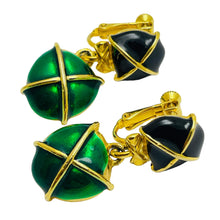 Load image into Gallery viewer, Vintage gold enamel etruscan designer clip on earrings
