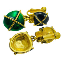 Load image into Gallery viewer, Vintage gold enamel etruscan designer clip on earrings
