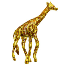 Load image into Gallery viewer, Vintage gold enamel figural animal giraffe designer brooch
