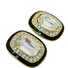 Load image into Gallery viewer, Vintage gold enamel glass massive designer runway clip on earrings

