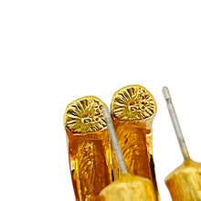 Load image into Gallery viewer, Vintage gold enamel hoop designer runway earrings
