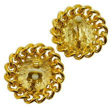 Load image into Gallery viewer, Vintage gold enamel nautical clip on designer earrings
