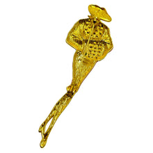 Load image into Gallery viewer, Vintage gold enamel rhinestone elegant lady in hat designer brooch
