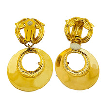 Load image into Gallery viewer, Vintage gold enamel rhinestone nautical anchor designer runway clip on earrings
