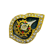 Load image into Gallery viewer, Vintage gold enamel rhinestones small brooch
