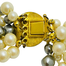 Load image into Gallery viewer, Vintage gold faux glass pearls multi strand designer necklace

