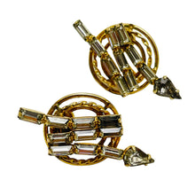 Load image into Gallery viewer, Vintage gold filled rhinestone designer screw back earrings
