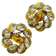Load image into Gallery viewer, Vintage gold glass designer clip on earrings
