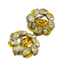 Load image into Gallery viewer, Vintage gold glass designer clip on earrings
