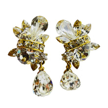 Load image into Gallery viewer, Vintage gold glass designer runway clip on earrings
