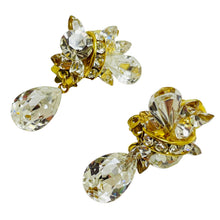 Load image into Gallery viewer, Vintage gold glass designer runway clip on earrings
