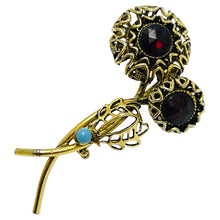 Load image into Gallery viewer, Vintage gold glass flower designer brooch
