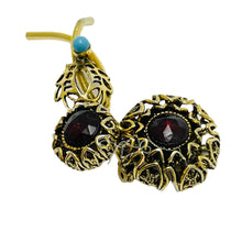 Load image into Gallery viewer, Vintage gold glass flower designer brooch
