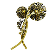 Load image into Gallery viewer, Vintage gold glass flower designer brooch
