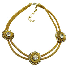 Load image into Gallery viewer, Vintage gold glass mesh choker designer necklace
