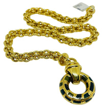 Load image into Gallery viewer, Vintage gold green enamel massive designer choker chain necklace
