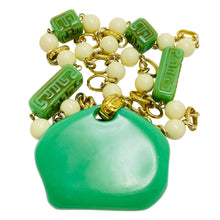 Load image into Gallery viewer, Vintage gold green jade lucite massive Asian oriental necklace
