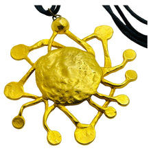 Load image into Gallery viewer, Vintage gold huge modernist abstract pendant designer runway necklace
