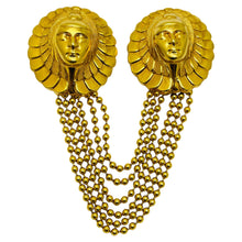 Load image into Gallery viewer, Vintage gold indian head double designer brooch
