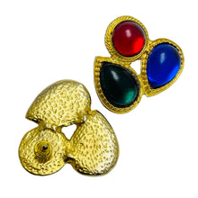 Load image into Gallery viewer, Vintage gold jewel resin cabochons designer earrings
