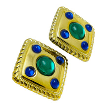 Load image into Gallery viewer, Vintage gold jewel rhinestone designer earrings
