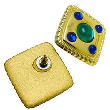 Load image into Gallery viewer, Vintage gold jewel rhinestone designer earrings
