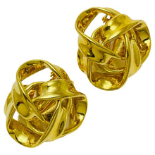 Load image into Gallery viewer, Vintage gold knot designer runway clip on earrings
