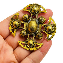 Load image into Gallery viewer, Vintage gold maltese cross large designer brooch
