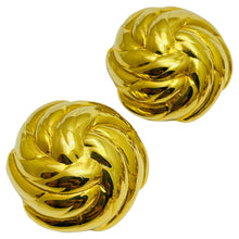 Load image into Gallery viewer, Vintage gold massive designer runway clip on earrings
