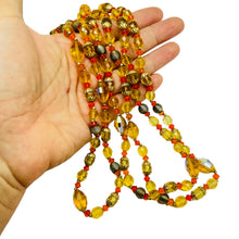 Load image into Gallery viewer, Vintage gold orange citrine crystal beaded necklace
