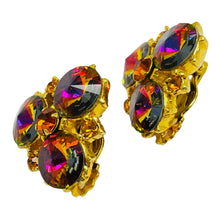 Load image into Gallery viewer, Vintage gold orange watermelon glass designer runway clip on earrings

