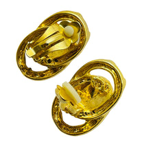 Load image into Gallery viewer, Vintage gold pearl rhinestone designer clip on earrings
