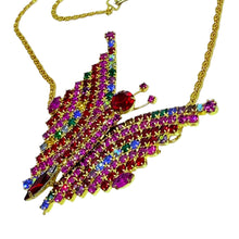 Load image into Gallery viewer, Vintage gold plated bright glass stones butterfly necklace
