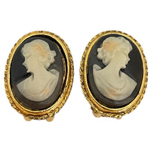 Load image into Gallery viewer, Vintage gold plated carved camel designer clip on earrings
