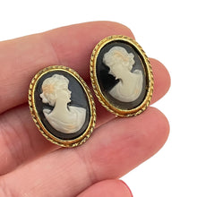 Load image into Gallery viewer, Vintage gold plated carved camel designer clip on earrings
