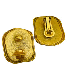 Load image into Gallery viewer, Vintage gold plated massive glass designer runway clip on earrings
