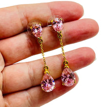 Load image into Gallery viewer, Vintage gold plated zirconia designer dange earrings
