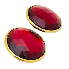 Load image into Gallery viewer, Vintage gold red glass designer runway pierced earrings
