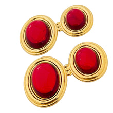 Load image into Gallery viewer, Vintage gold red massive designer runway clip on earrings
