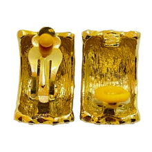 Load image into Gallery viewer, Vintage gold rhinestone clip on designer earrings
