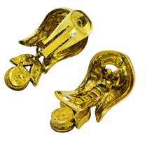 Load image into Gallery viewer, Vintage gold rhinestone designer runway clip on earrings
