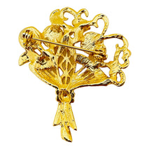 Load image into Gallery viewer, Vintage gold rhinestone flower basket designer brooch
